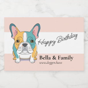Happy Birthday French Bulldog  Sparkling Wine Label