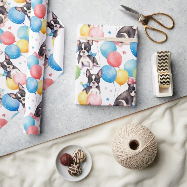 Happy Birthday French Bulldog Wrapping Paper (Crafts)