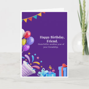 Happy Birthday Friend Colourful Card