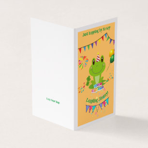 Happy Birthday Frog Banners Balloon Fireworks Card