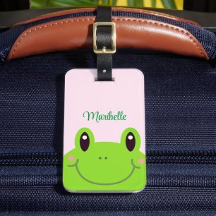 Happy Birthday Frog Cute Pink Luggage Tag