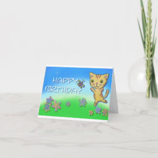 Happy birthday from a happy dancing cat card