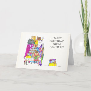 Happy Birthday From All of Us, Cat Characters Card