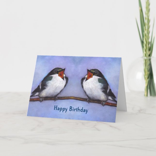 Happy Birthday From Both Of Us: Two Tree Swallows Card (Front)