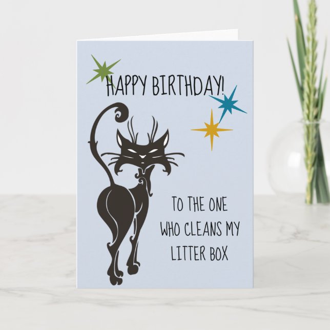 Happy Birthday From Cat Funny Cute Humour Card (Front)