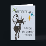 Happy Birthday From Cat Funny Cute Humour Card<br><div class="desc">This design was created though digital art. It may be personalized in the area provide or customizing by choosing the click to customize further option and changing the name, initials or words. You may also change the text colour and style or delete the text for an image only design. Contact...</div>