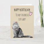 Happy Birthday From Cat Lady Mom Pretty Card<br><div class="desc">This design was created though digital art. It may be personalized in the area provide or customizing by choosing the click to customize further option and changing the name, initials or words. You may also change the text colour and style or delete the text for an image only design. Contact...</div>