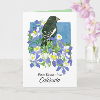 Happy Birthday from Colorado Lark Bunting Flowers Card
