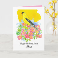Happy Birthday from Iowa Goldfinch Wild Roses