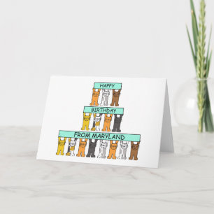 Happy Birthday from Maryland Cartoon Cats Card