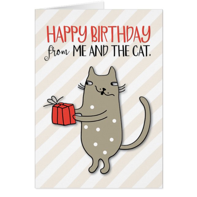 “Happy Birthday from Me and the Cat” Card (Front)