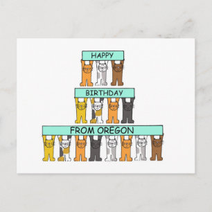 Happy Birthday from Oregon Cartoon Cats Postcard