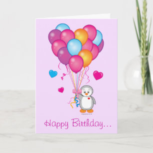 Happy Birthday From Us All Penguin with Balloons Card