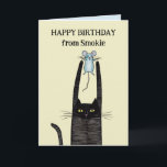 Happy Birthday fronm your cat, Black cats Card<br><div class="desc">Cats also like to give birthday presents,  help your cat,  buy a card for their beloved on their special day.</div>