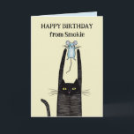 Happy Birthday fronm your cat, Black cats Card<br><div class="desc">Cats also like to give birthday presents,  help your cat,  buy a card for their beloved on their special day.</div>