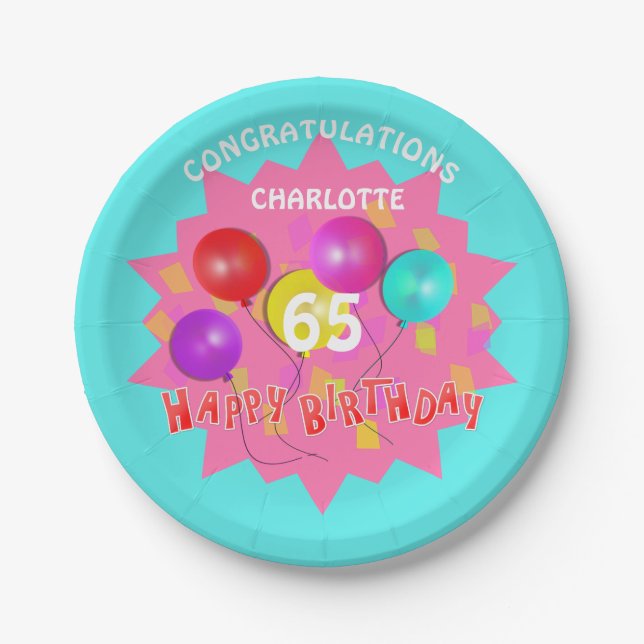 Happy Birthday Fun 13th Milestone Personalized  Paper Plate (Front)