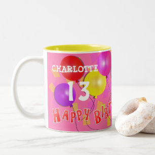 Happy Birthday Fun 13th  Milestone Personalized Tw Two-Tone Coffee Mug