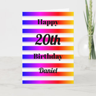 Happy Birthday Fun Bold Colourful Stripes Customis Card
