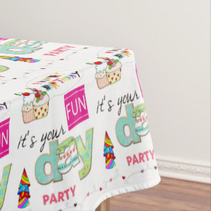 Happy Birthday FUN Cupcake Tablecloth