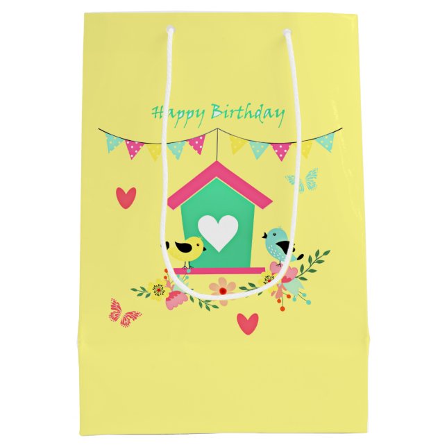 Happy Birthday, fun design, Medium Gift Bag (Back)