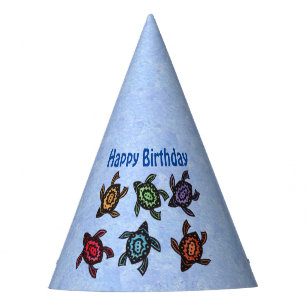 Happy Birthday Fun Group of Turtles Colourful Shel Party Hat