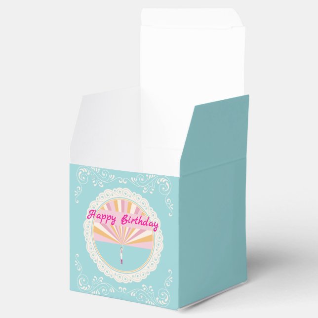Happy Birthday Fun Party Box, Blue Rainbow Favor Box (Opened)