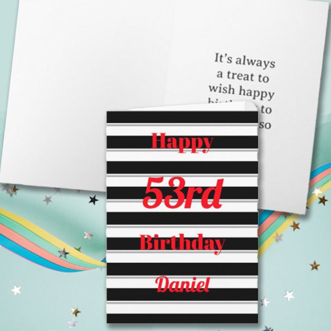 Happy Birthday Fun Pop Bold Black Stripes Typo Card (Creator Uploaded)