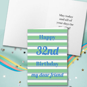 Happy Birthday Fun Pop Bold Green Stripes Typo Card