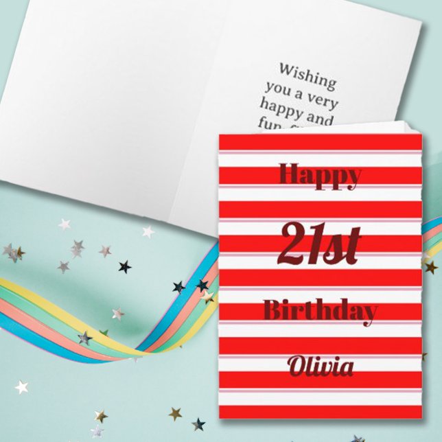 Happy Birthday Fun Pop Bold Red Stripes Typo Card (Creator Uploaded)