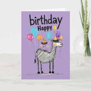 Happy Birthday Fun with Cute Horse & Balloons Card