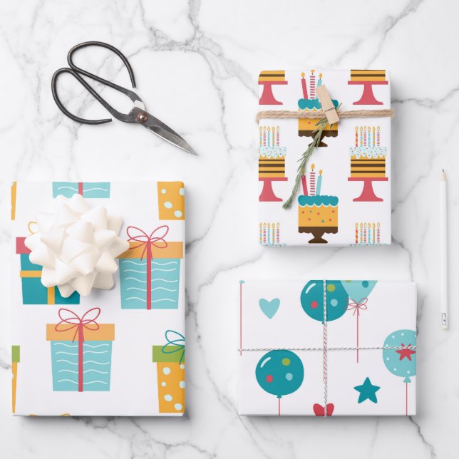 Happy Birthday Fun Wrapping Paper Sheet (Front)