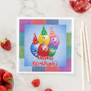 Happy Birthday Funny Balloons Napkin