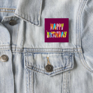 Happy Birthday Funny Cat Lover Bday Celebration 2 Inch Square Button