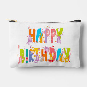 Happy Birthday Funny Cat Lover Bday Celebration Accessory Pouch
