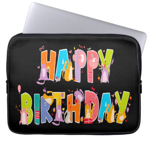 Happy Birthday Funny Cat Lover Bday Celebration Laptop Sleeve