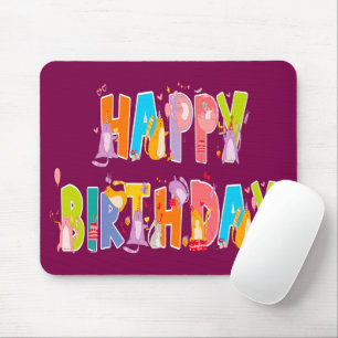 Happy Birthday Funny Cat Lover Bday Celebration Mouse Pad