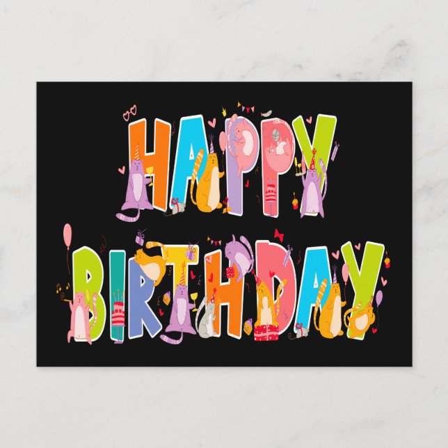 Happy Birthday Funny Cat Lover Bday Celebration Postcard (Front)