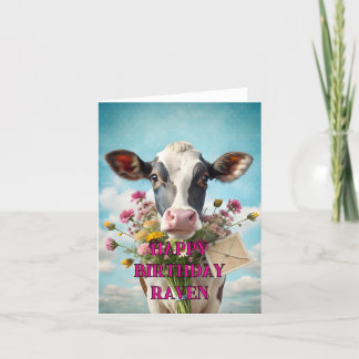 Happy birthday funny cow card