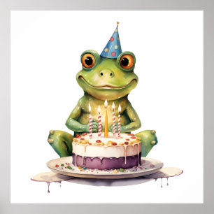 Happy Birthday Funny frog Poster