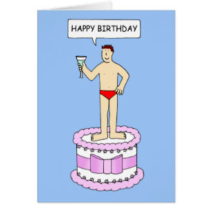 Happy Birthday Funny Man on Cake in Underwear