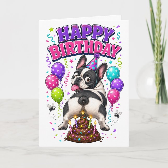 Happy Birthday Funny Pooping Dog Card (Front)