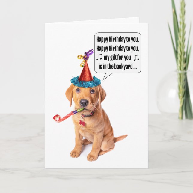 Happy Birthday Funny Puppy Poo Humour Holiday Card (Front)