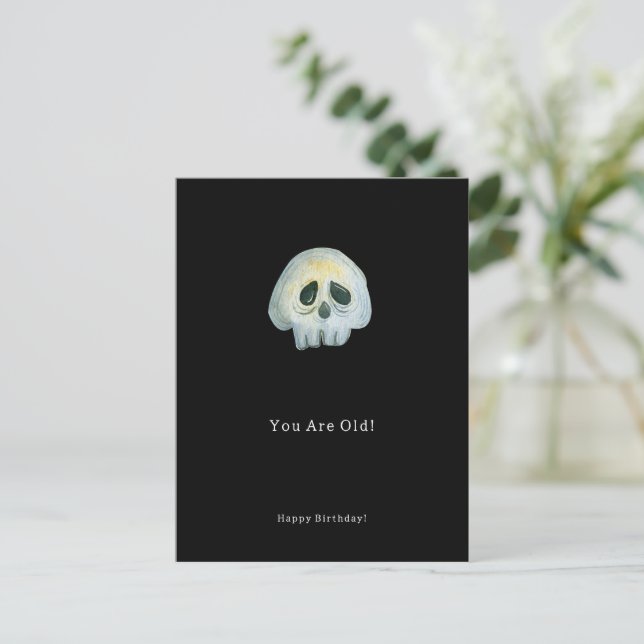 Happy Birthday Funny Skeleton Card (Standing Front)