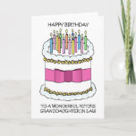 Happy Birthday Future Granddaughter in Law Card<br><div class="desc">A cartoon of a large white birthday cake with a pink bow around it,  accomapnied by the words 'Happy birthday to a wonderful future daughter in law'.</div>