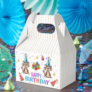 Happy Birthday Gable Favor Box Monkey Cupcake