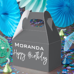 Happy Birthday Gable Favour Box Grey