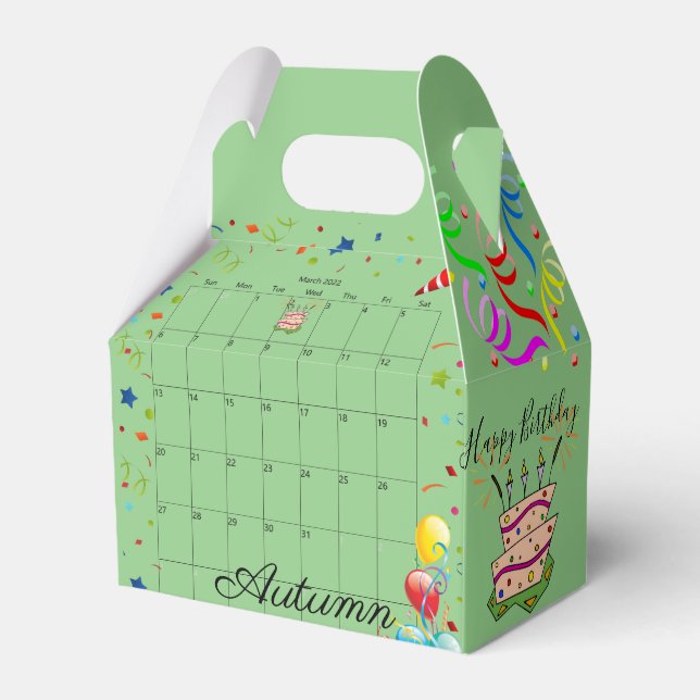 Happy Birthday Gable Favour Box March 2022 Green (Front Side)