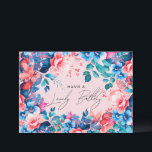 Happy Birthday Garden Floral Blue Pink Blush Card<br><div class="desc">A modern and beautiful birthday card featuring a romantic garden floral design. Perfect for any age birthday.</div>
