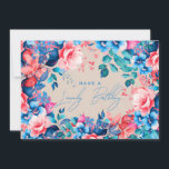 Happy Birthday Garden Floral Blue Pink Champagne Card<br><div class="desc">A modern and beautiful birthday card featuring a romantic garden floral design. Perfect for any age birthday.</div>