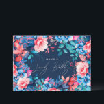 Happy Birthday Garden Floral Navy Blue Blush Card<br><div class="desc">A modern and beautiful birthday card featuring a romantic garden floral design. Perfect for any age birthday.</div>
